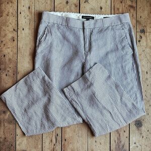 Banana Republic Logan Cropped Pants Size 8 Black White Stripe Linen Blend Ankle